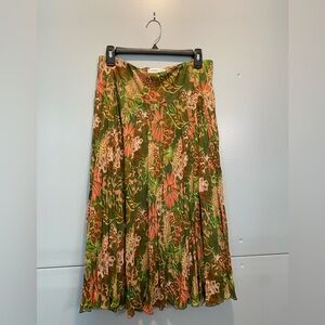 Coldwater Creek Floral Maxi Skirt in Green and Pink